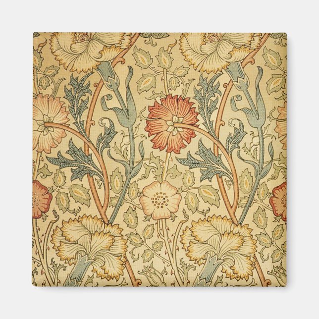 Íman William Morris Pink Rose Flower Wallpaper Padrão (Frente)