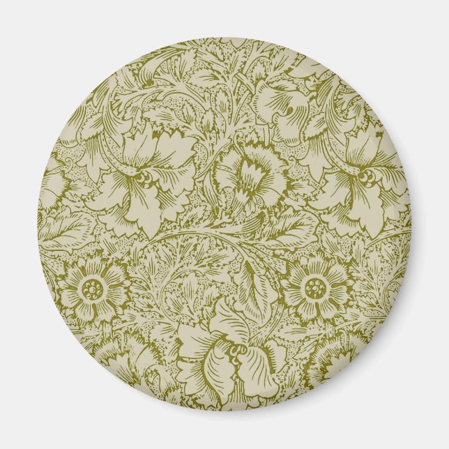 Íman William Morris Poppy Classic Floral Green (Frente)