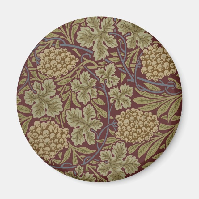 Íman William Morris Vine Grape Red Green Art (Frente)