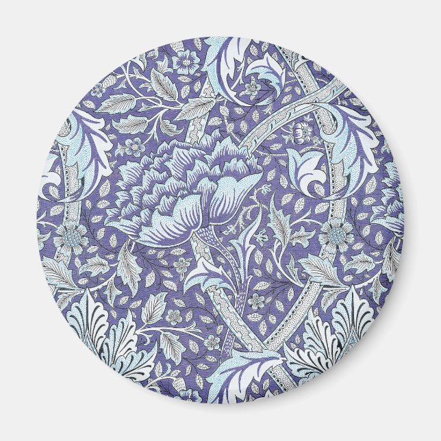 Íman William Morris Windrush Padrão Floral Azul (Frente)