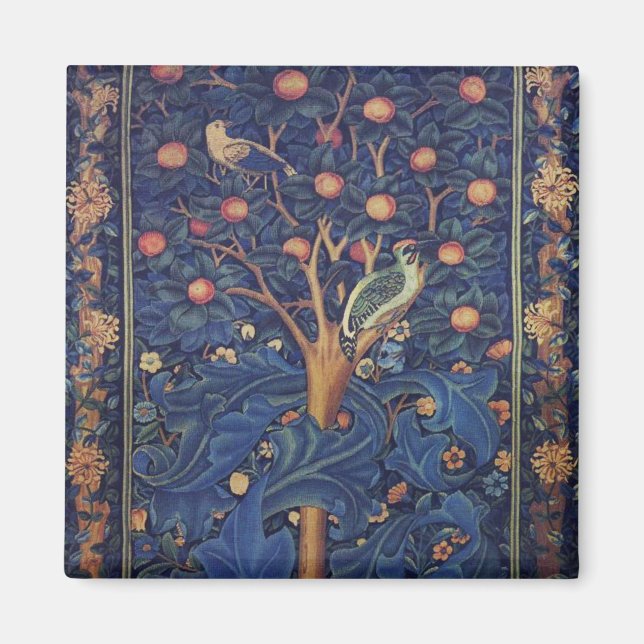 Íman William Morris Woodpecker Tapeçaria Pássaros Flora (Frente)