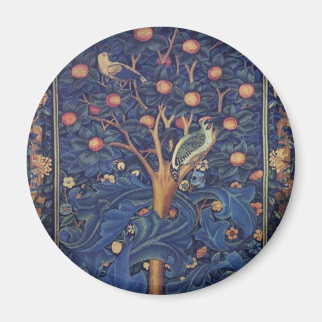 Íman William Morris Woodpecker Tapeçaria Pássaros Flora (Frente)