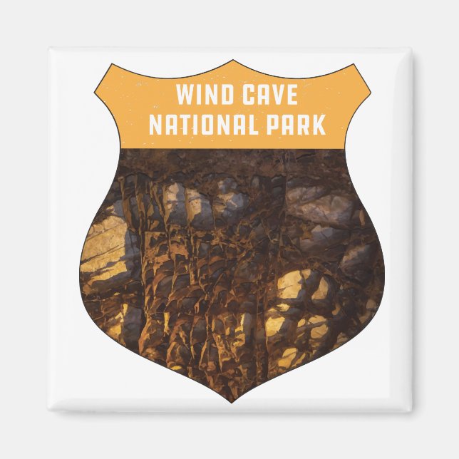Íman Wind Cave National Park Retro Boxwork South Dakota (Frente)