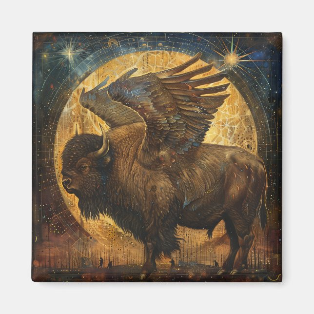 Íman Winged Buffalo Bison Magnet (Frente)