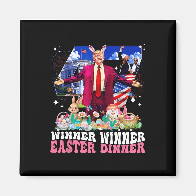 Íman Winner Easter Dinner Trump Bunny Hunt Eggs Happy E (Frente)