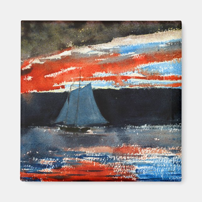Íman Winslow Homer Schooner no Sunset (Frente)