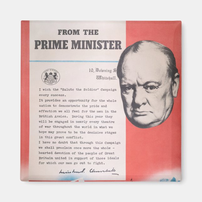 Íman Winston Churchill, Reprint of British WW2 poster (Frente)