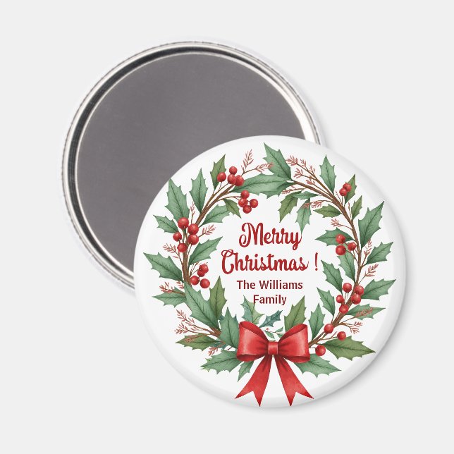 Íman Winter Berries Wreath Red Arco Favor (Front/Back)