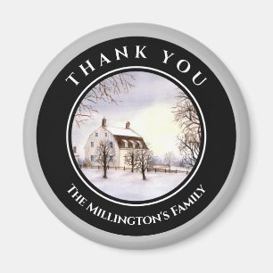 Íman Winter in New England Christmas Black Gray Circle