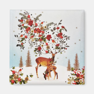 Íman Winter Love Bird Christmas Tree Watercolor