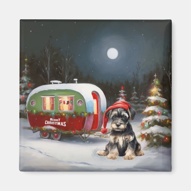 Íman Winter Schnauzer Caravan Christmas Adventure (Frente)