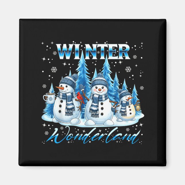 Íman Winter Wonderland Snowman Family Snowflake Cozy Wi (Frente)