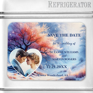 Íman Winter Wonderland Wedding Photo Save the Date