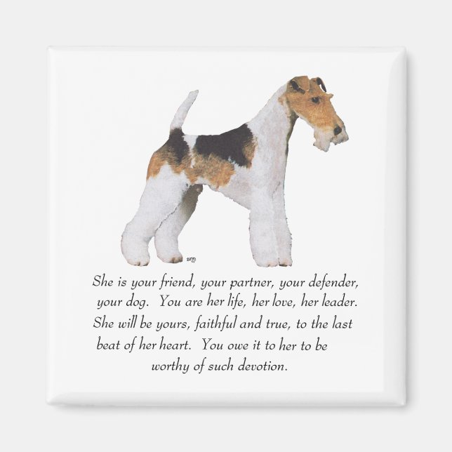 Íman Wire Fox Terrier Lembrança FÊMEA (Frente)