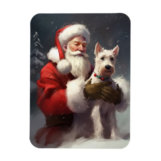 Íman Wire Fox Terrier Papai Noel Natal Festivo (Vertical)