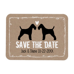 Íman Wire Fox Terriers Casamento Salvar a Data