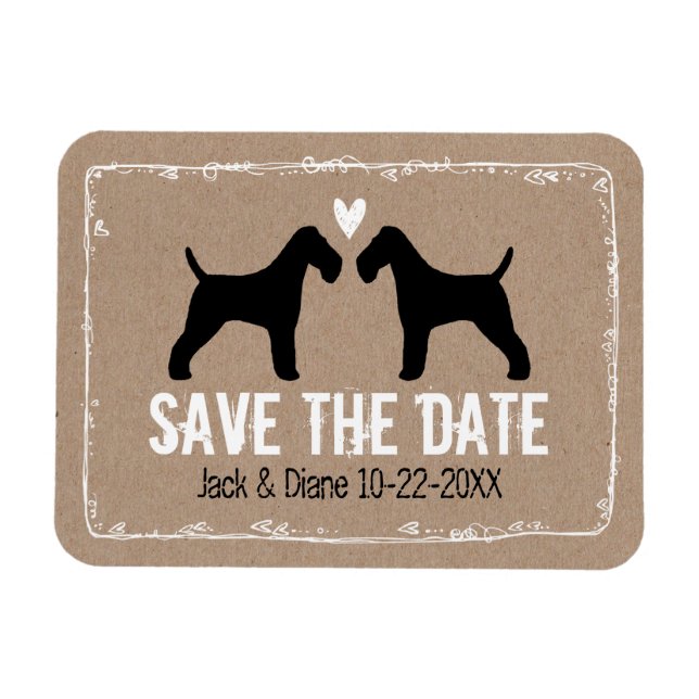 Íman Wire Fox Terriers Casamento Salvar a Data (Horizontal)