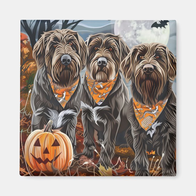 Íman Wirehaired Pointing Griffon Halloween Spooky (Frente)