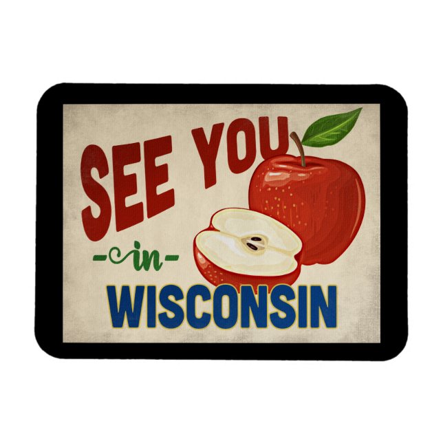 Íman Wisconsin Apple - Viagens vintage (Horizontal)
