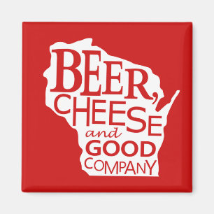 Íman Wisconsin Cerveja Queijo & Bom Empresa no branco