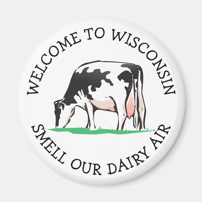 Íman Wisconsin Cow Dairy Farmer Humor Magnet (Frente)