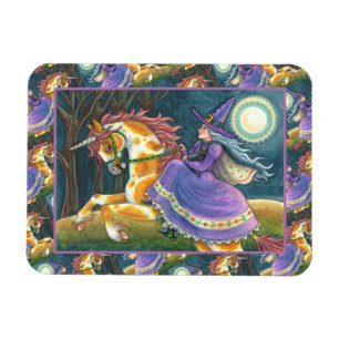 Íman WITCH & HALLOWEEN UNICORN, BLACK CAT Fantasy Horse