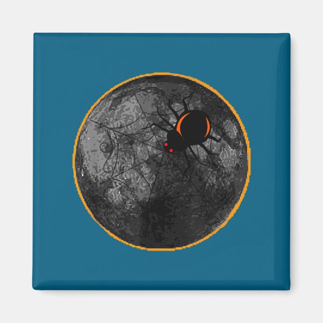 Íman With On Spider Web Arachnid Moon Solar (Frente)