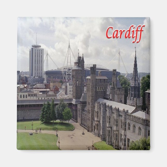 Íman WLS016 CARDIFF, País de Gales, Europa, frigorífico (Frente)