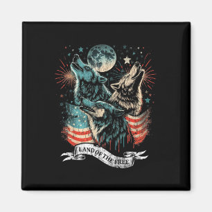 Íman Wolf 4 de julho Bandeira Americana Howling America