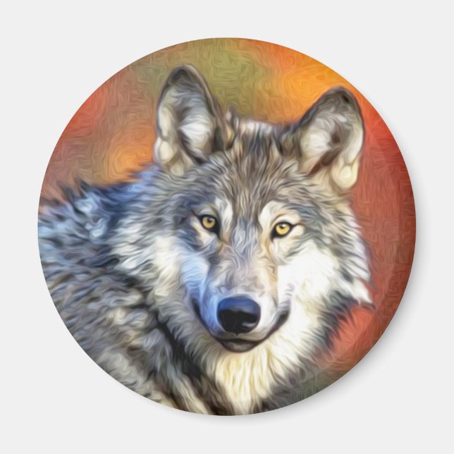 Íman Wolf Art Painting (Frente)
