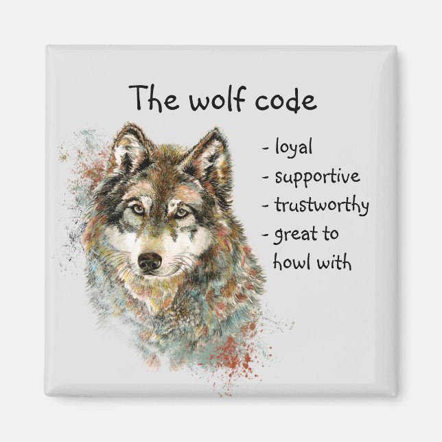 Íman Wolf Code Inspirational Watercolor Willife Animal (Frente)