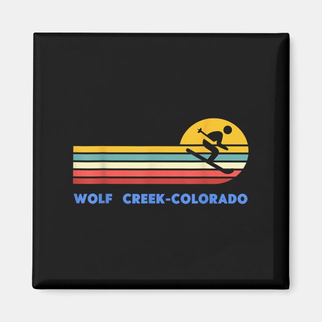Íman Wolf Creek Colorado Skiing Skier Ski Retro Sunset  (Frente)