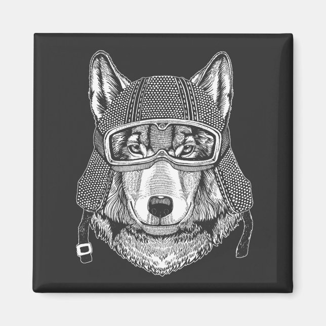 Íman Wolf Dog Motorcycle Rider (Frente)