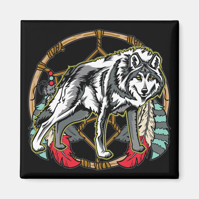 Íman Wolf Dreamcatcher (Frente)