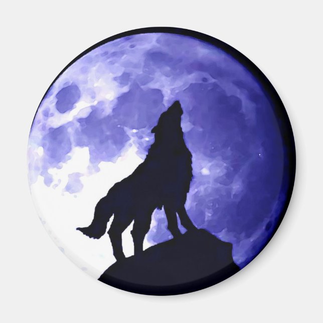 Íman Wolf Howling na Lua (Frente)