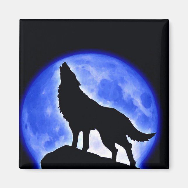 Íman Wolf Howling na Lua (Frente)
