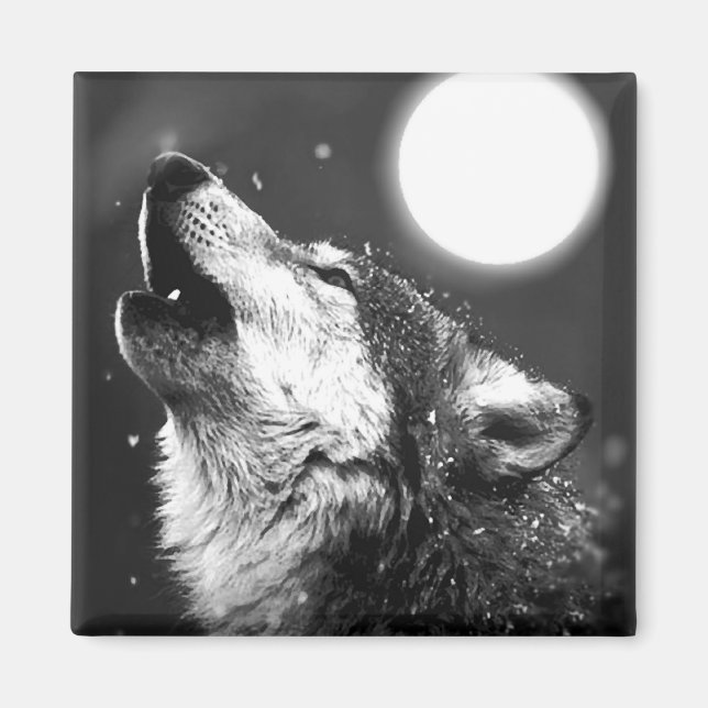 Íman Wolf Howling na Lua (Frente)
