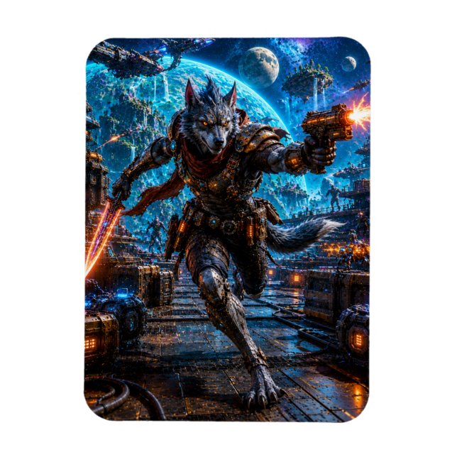 Íman Wolf-Like Alien Pirate — Running Assault (Vertical)
