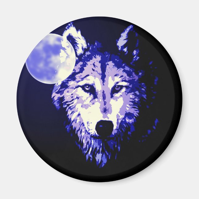 Íman Wolf & Moon Dark Blue Night Collage (Frente)