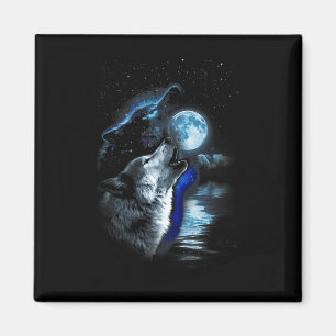 Íman Wolf Moon Lake Wolf Howling Full Moon Wolf Graphic