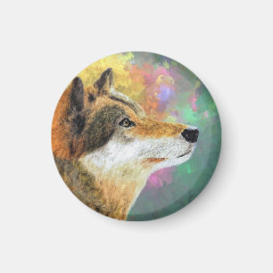 Íman Wolf Painting Magnet, Maiestosa Frigideira Selvage