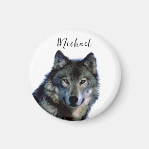 Íman Wolf Retraia Seu Nome Manuscrito Personalizado