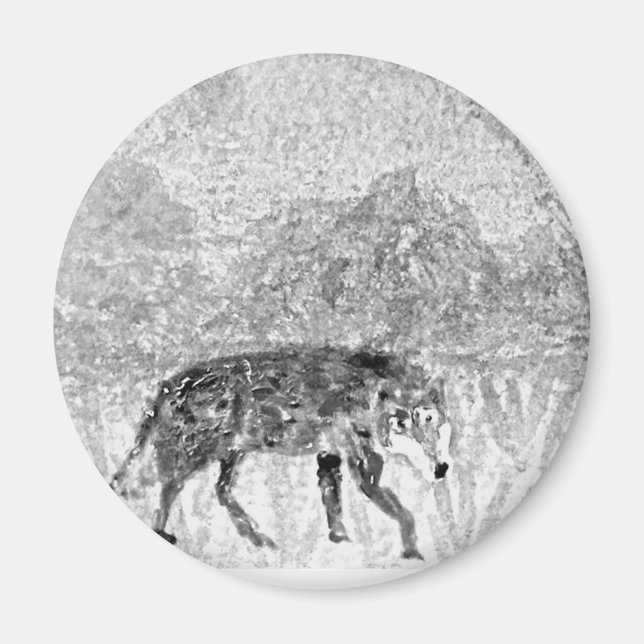 Íman Wolf Sketch Wild Animal (Frente)