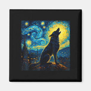 Íman Wolf Starry Night Howling Moon Engraçado Para Home