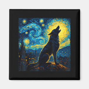 Íman Wolf Starry Night Howling Moon Engraçado Presente