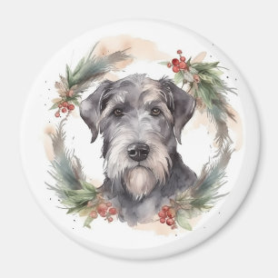 Íman Wolfhound Christmas Wreath Festivo Pup