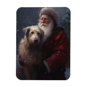 Íman Wolfhound com Papai Noel Natal Festivo