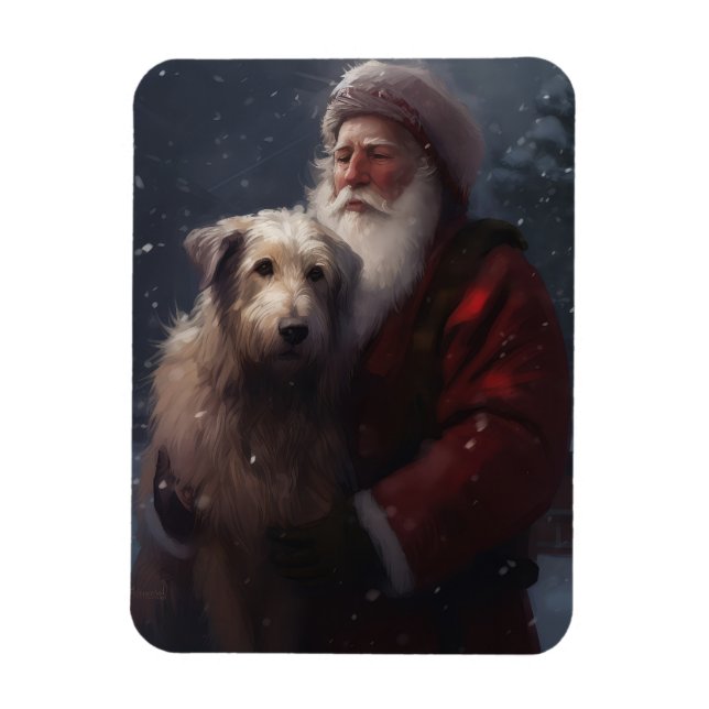 Íman Wolfhound com Papai Noel Natal Festivo (Vertical)