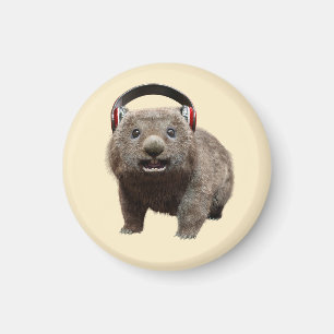 Íman Wombat engraçado com fones de ouvido Animal Legal