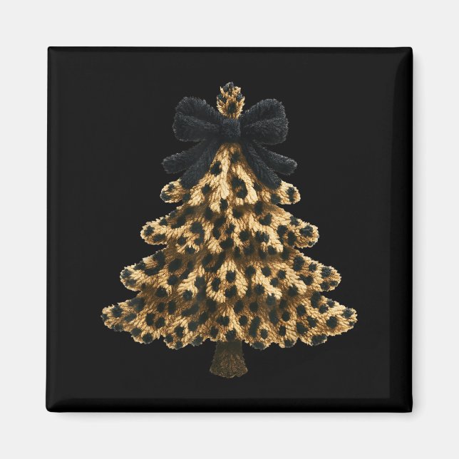 Íman Women Coquette Bow Leopard Christmas Tree Xmas Hol (Frente)